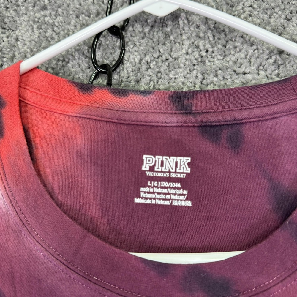 PINK Victoria's Secret Shirt Womens Large Tie Dye Long Sleeve Logo Casual - Picture 3 of 6